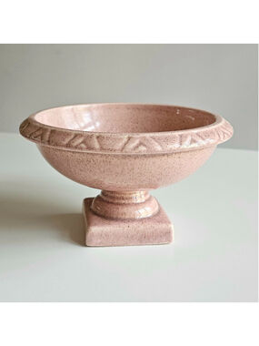 Vintage Red Wing Pottery #1548 Pedestal Compote Bowl - Fleck Zephyr Pink MCM
